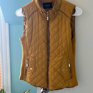 Mustard with gold accents quilted vest